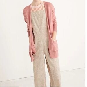 Madewell Pink Open Front Ryder Cardigan Sweater‎ Cotton Blend Pocket Knit Casual